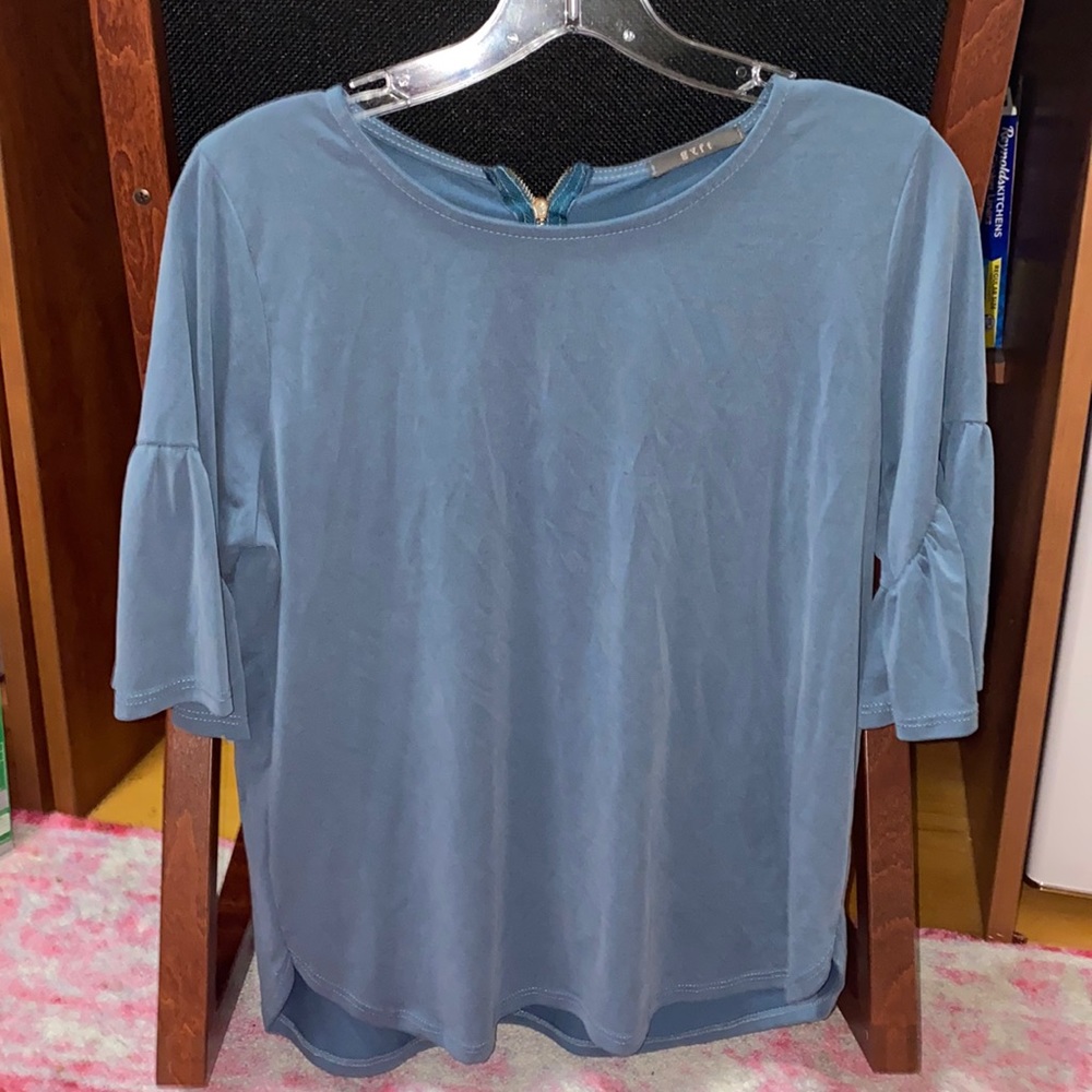 Blue Peplum Sleeve Top